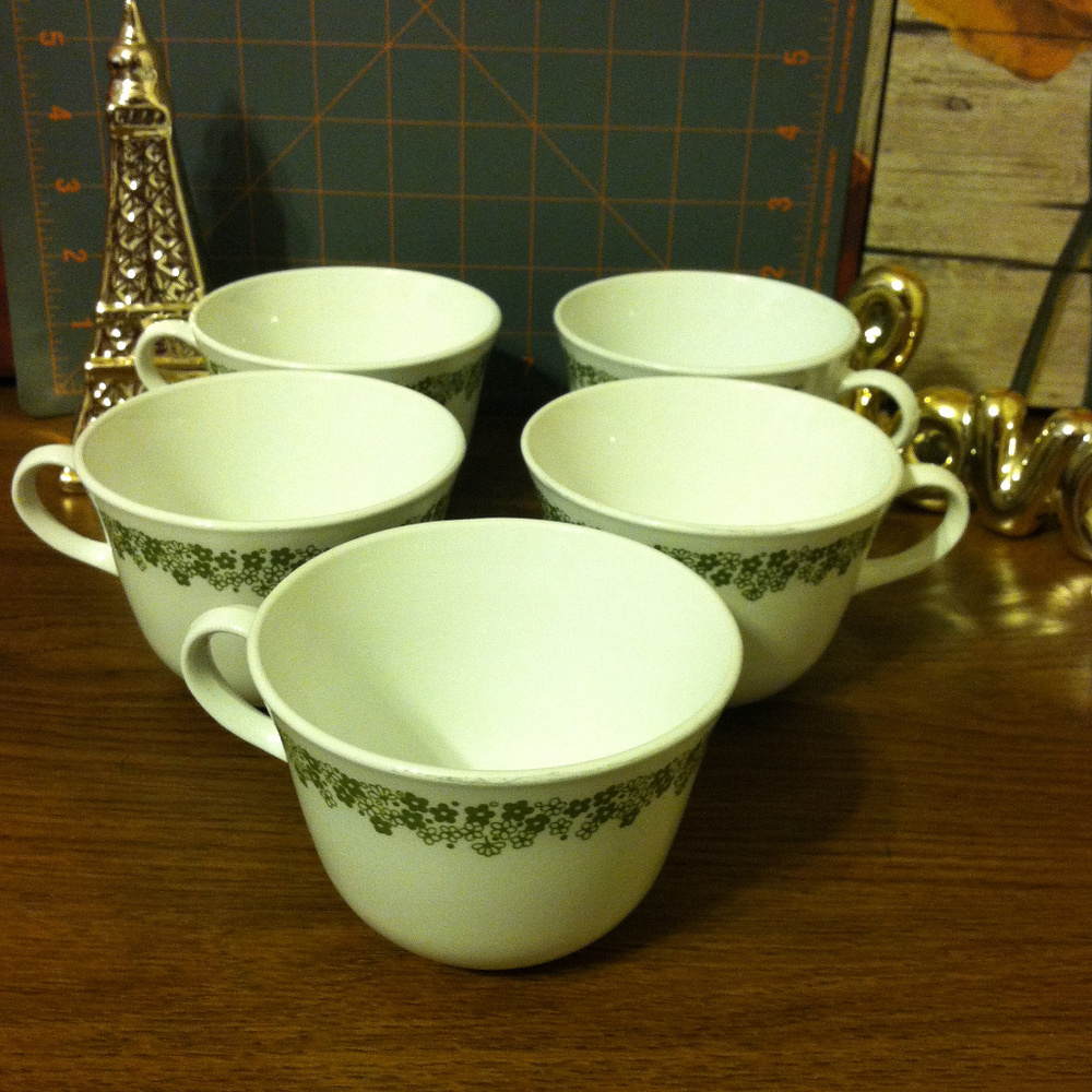 Corelle Spring Blossom Green Cups